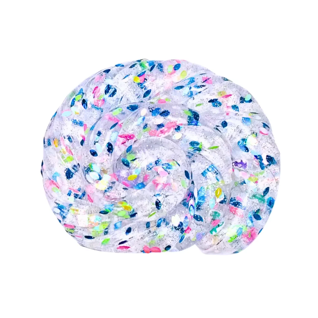 Clear sensory putty with colorful decorative mix-ins