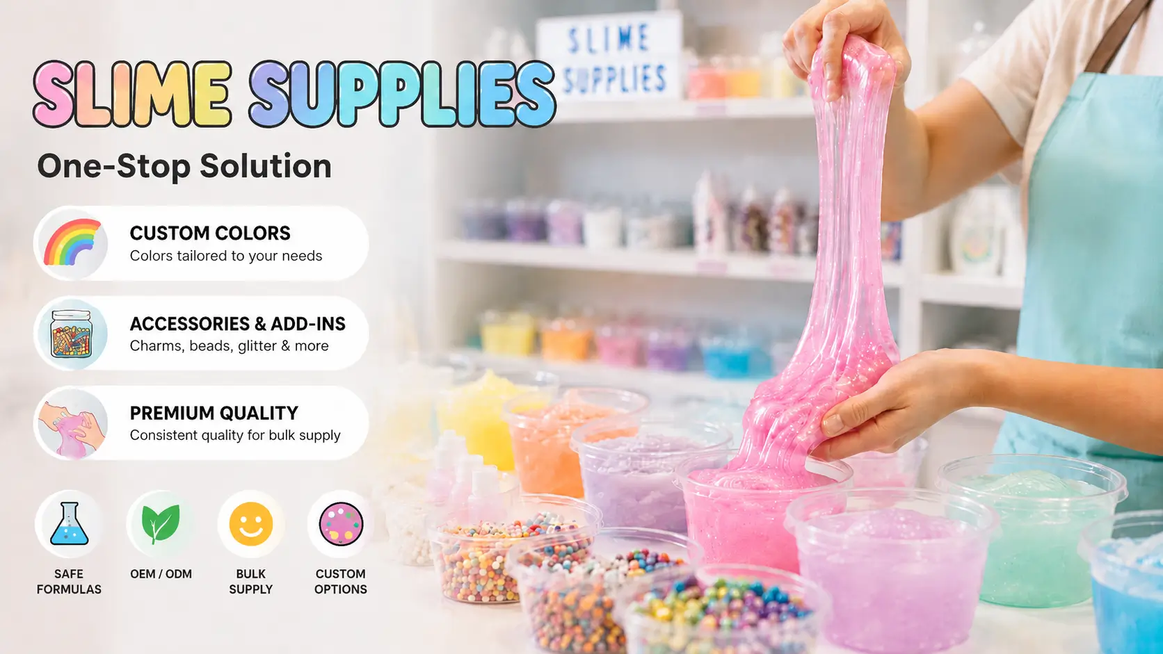 Bulk slime and OEM sensory toy products from a slime manufacturer