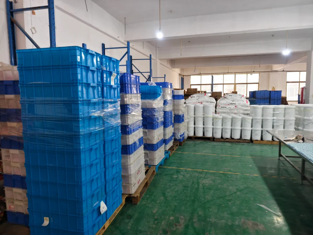 Raw materials stored in Tongqu Toy's squishy toy warehouse