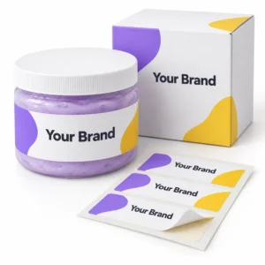 Slime jar, retail box and adhesive labels printed with Your Brand
