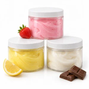 Slime scent concept with strawberry, lemon and chocolate fragrance cues