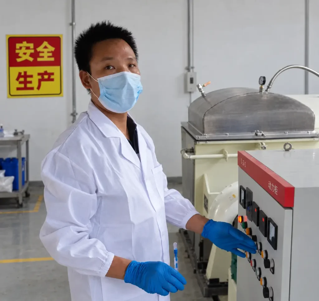 Member of the Tongqu Toy slime research and development team in the workshop